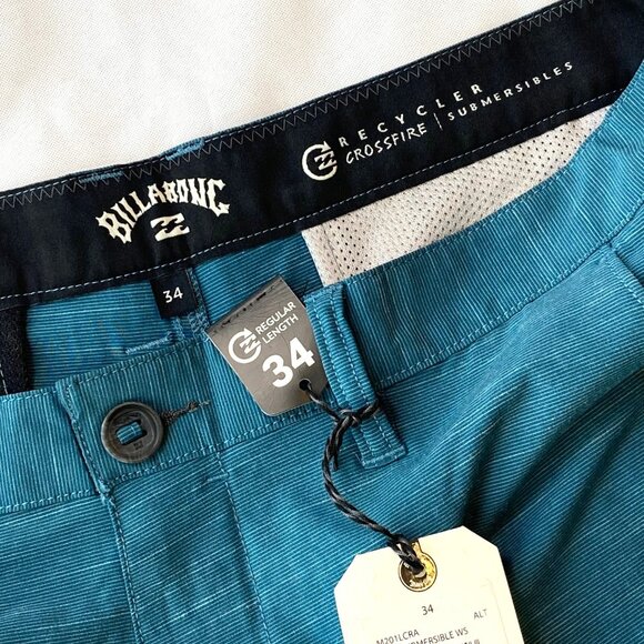 Billabong Recycler Crossfire Submersibles Board Shorts Men's 34 Marine Blue FLAW - Picture 7 of 11